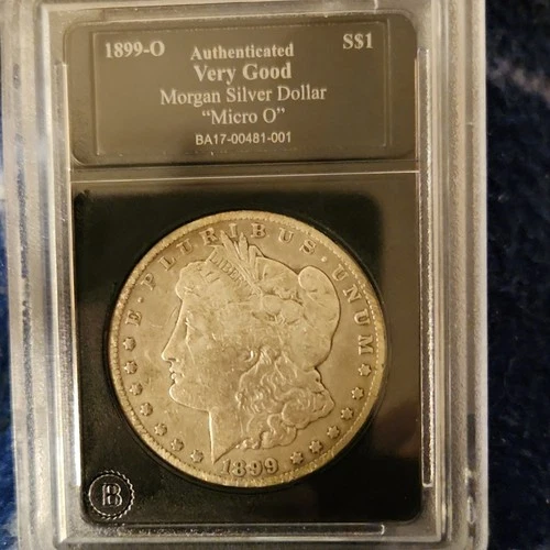 1899 Morgan Silver Dollar $1 Coin 0.9 Fineness Micro O New Orleans Auth. VG