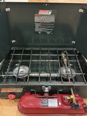 Vintage Coleman 425 Dual Fuel Camp Stove 2 Burner Electronic