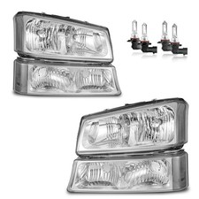 Headlights Assembly W/Bulbs for 2003-2007 Chevy Silverado1500/2500/3500/1500H...