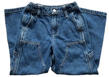 Old Navy Girls Sz 7 High-Rise Relaxed Carpenter Jeans Built-In Tough Med Wash