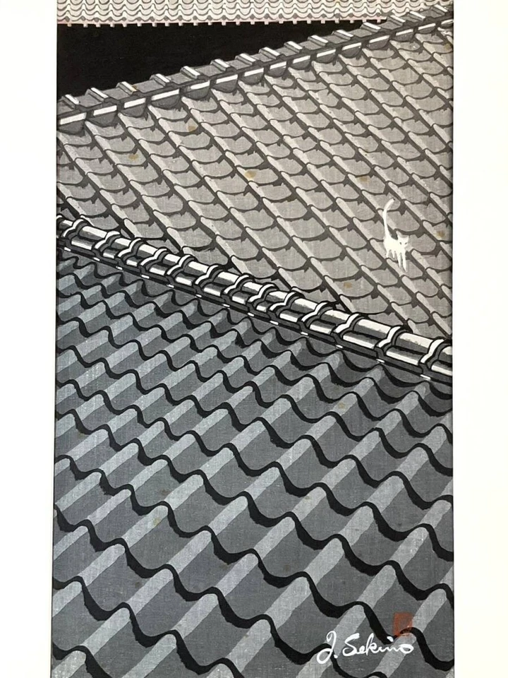 Junichiro Sekino "Love Cat" - Gato em azulejo, uma obra popular BLOCO ORIGINAL - Imagem 2 de 4