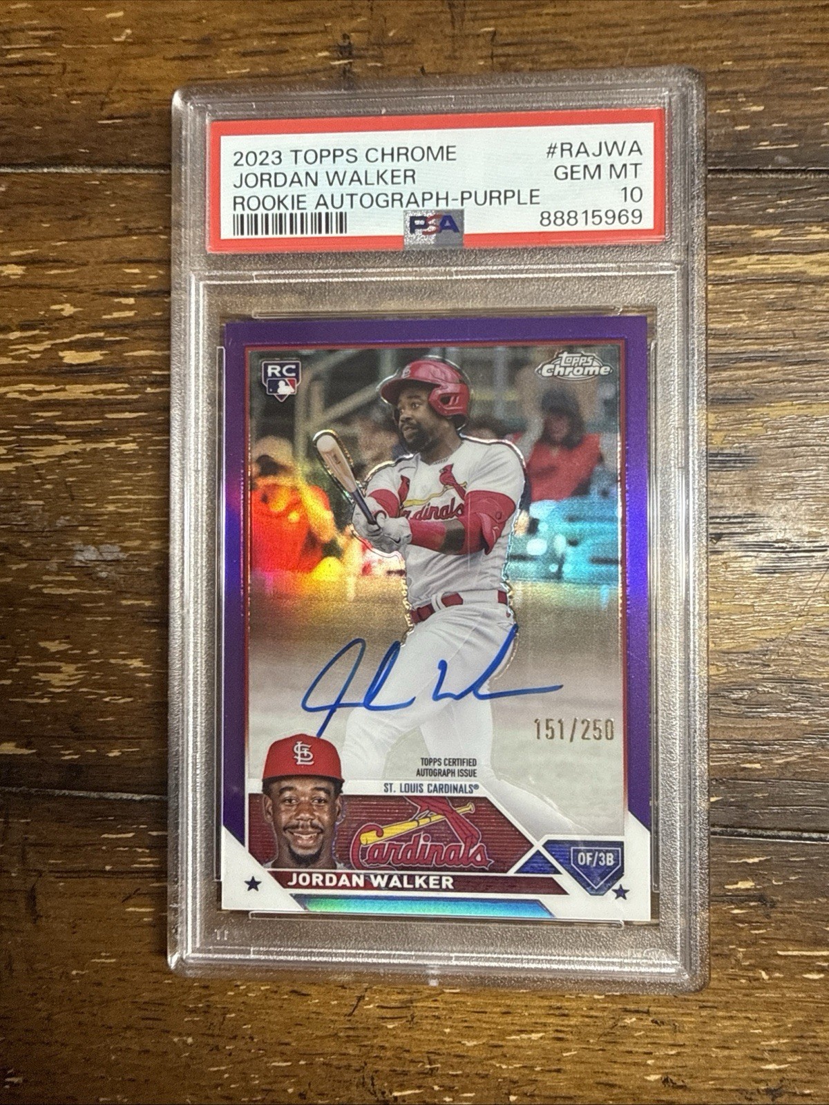 2023 Topps Chrome Jordan Walker Purple Refractor Auto /250 PSA 10 ππ₯ view 3