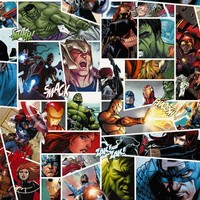 Marvel Comics Schlafzimmer Tapetenrolle 53Cm X 10M Avengers Rolle Vlies Collage
