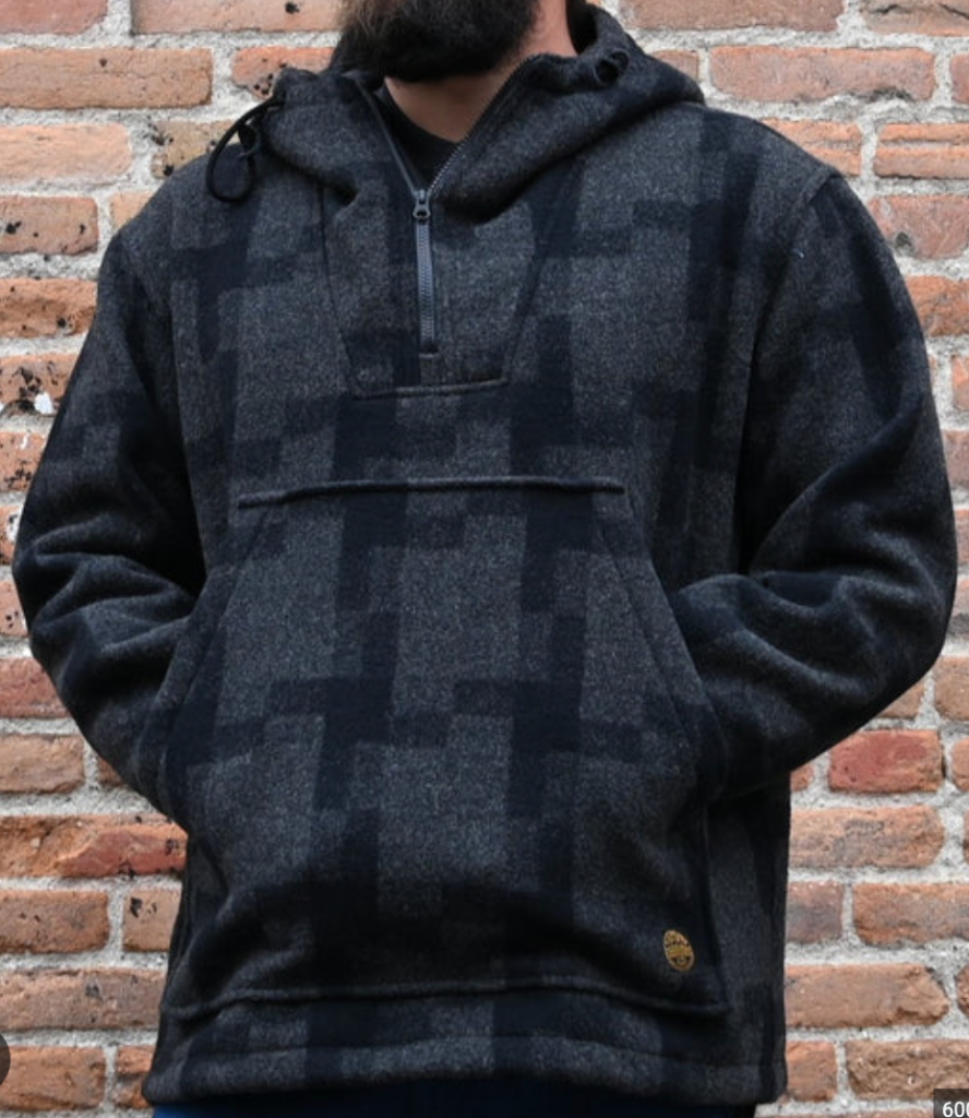 FILSON Mackinaw Wool Anorak XL Jacket Charcoal Black Square Plaid