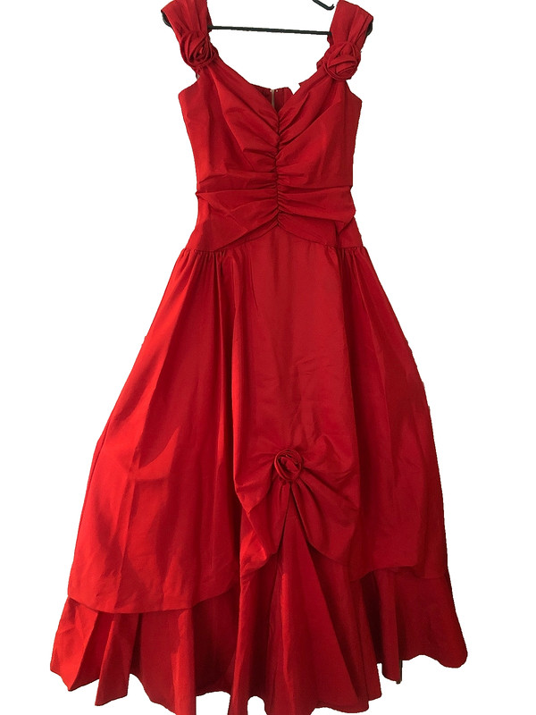 Red Gown dress for Prom, bridesmaid, ball, simple elegance and fabric Roses