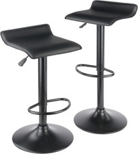 Winsome Obsidian Adjustable Swivel Stools, 2-Pc Set, Black