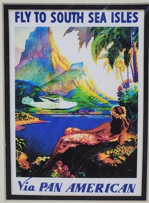 Fly To South Sea Isles Via Pan American Print Clipper Flying Airplane 8''×10''