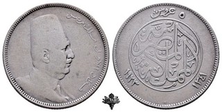 ÄGYPTEN 5 qirsh 1341 (1923) Birmingham SILVER Silbermünze Fuad Egypt