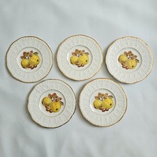 Crown Devon Fieldings Ceramic Plate x5 Fruit Nuts Print Vintage England Dish