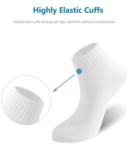 Irisbear Ankle Socks for Women, Cotton Gym Socks Thin Running Socks 5-9 White*5 - Picture 3 of 5