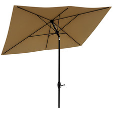 6.6' x 10' Rectangular Market Umbrella for Patio Outdoor Table w/ Crank, Coffee