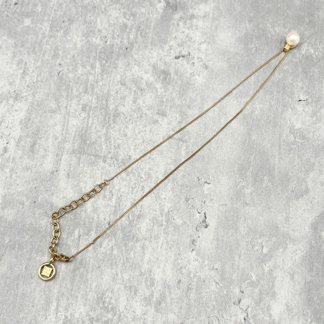 GIVENCHY Pearl Gold Logo Necklace 47.5cm Jewelry Vintage Rare Japan Collectible thumbnail 3
