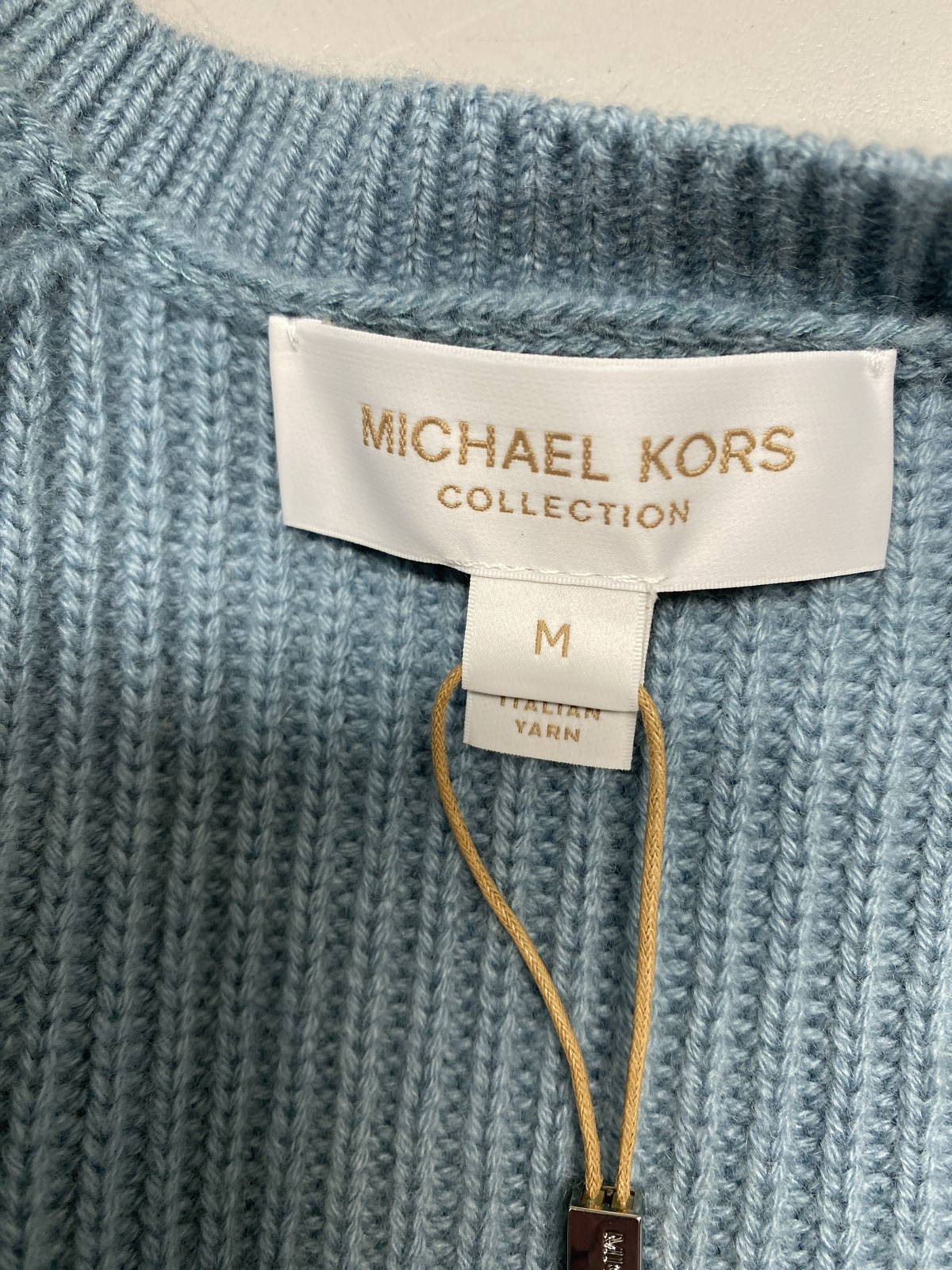 Michael Kors Womens Cropped Shaker Knit Cashmere Cardigan Size M Seaglass thumbnail 11