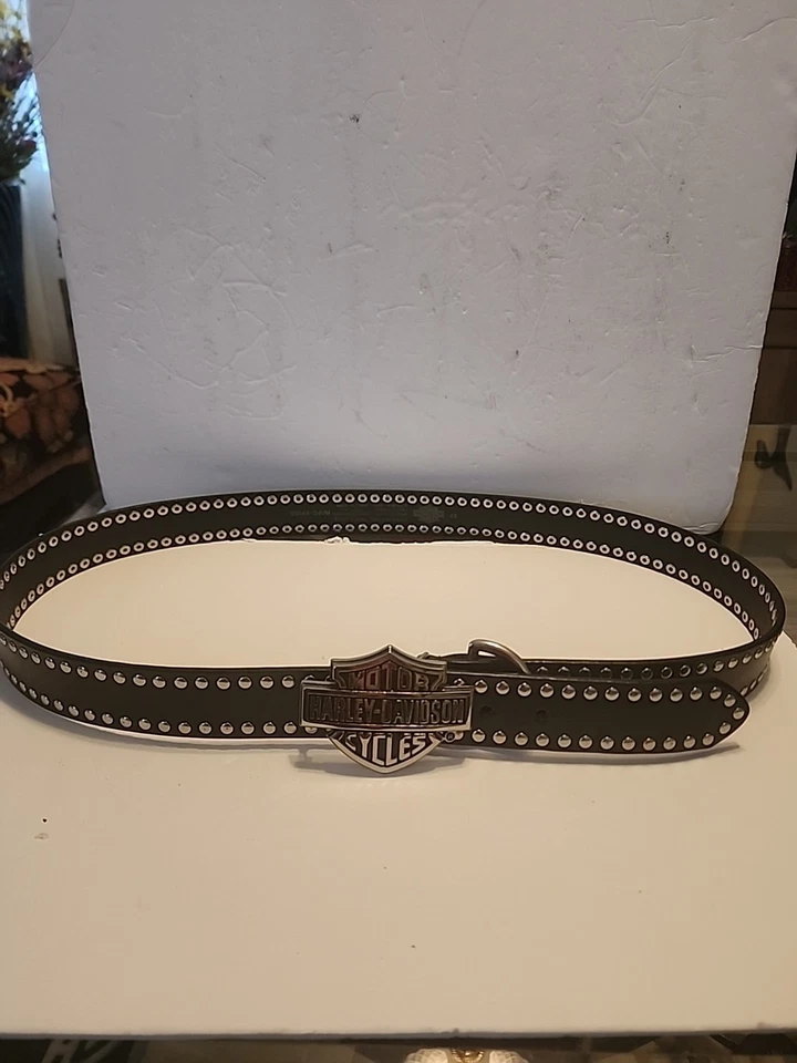 Шикарный 46 дюймов мужской черный кожаный ремень с пряжкой ремня Harley Davidson изящный - Изображение 2 из 4