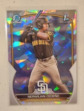 Nerwilian Cedeno 2023 Bowman Chrome 1st Prospect Atomic Refractor Padres