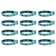 12Pcs W.W.J.D Bracelets, Christian Gifts Wristbands, Sky Blue/Black