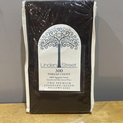 Linden Street Chocolate Brown 100% Egyptian Cotton 2 Standard Pillowcases New