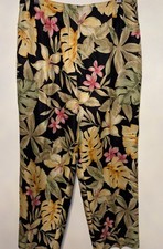 Talbots Pure Silk Floral Lined Pants Size 10 Medium Floral Tropical Straight