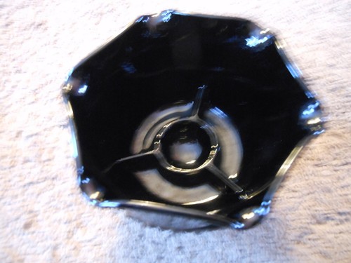 VINTAGE BLACK INDIANA GLASS TIARA PATTERN DIAMOND TAPER CANDLE HOLDER, FOOTED - Picture 4 of 11