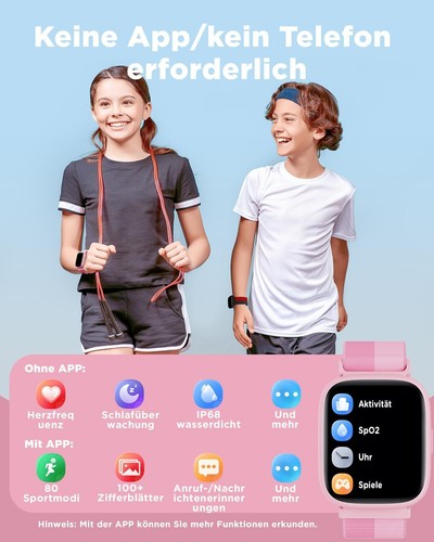 Kinder Smartwatch mit Telefonfunktion SOS Armbanduhr für iPhone Samsung Huawei - Bild 2 von 7