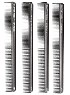 4 PACK SMART TECH PRO LONG CARBON COMB CUTTING COMBS   