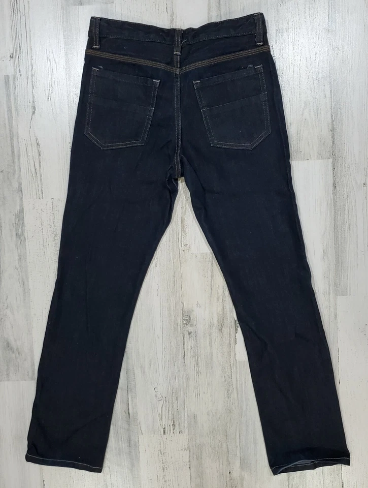 Pantalones de mezclilla skater ajustados holgados Tony Hawk para niños talla 12 flexibles lavado oscuro bolsillos con botones Foto 2 de 4