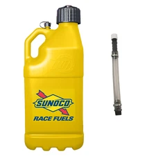 Sunoco Racing Yellow 5 Gallon Race Utility Jug with Deluxe Filler Hose