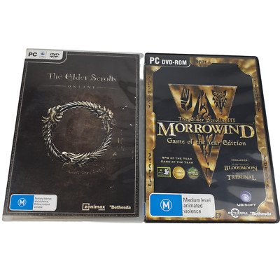The Elder Scrolls III Morrowind Vtg Online PC DVD Game Set of 2 Windows Mac 2002