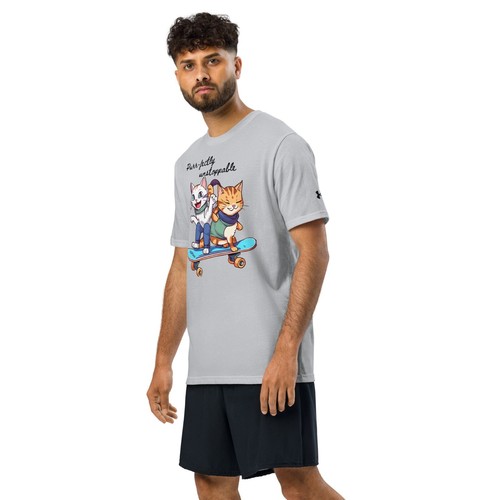 Under Armour T-Shirt Gatti Skateboard Relaxed Fit S-2XL Unisex Grigio o Bianco - Foto 10 di 31
