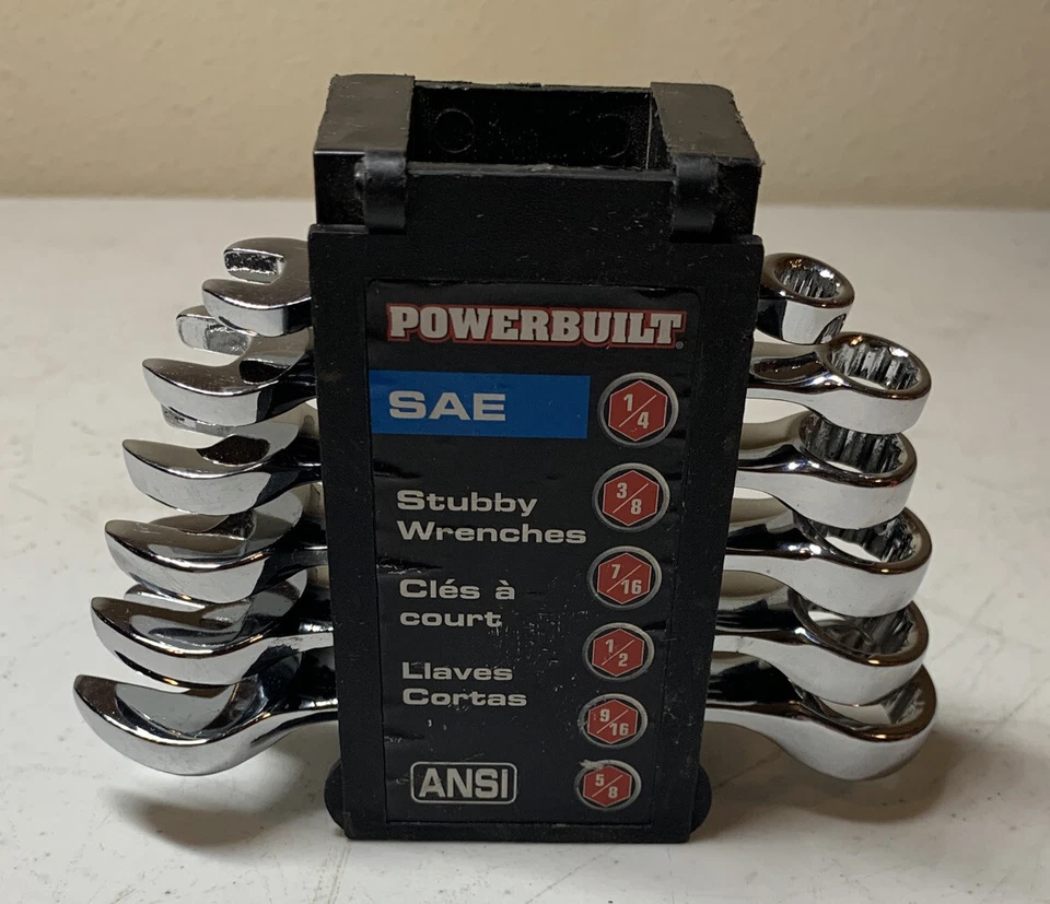 Powerbuilt 6 Piece SAE Stubby Combination Wrench Set 1/4”- 5/8” - Image 2 of 4