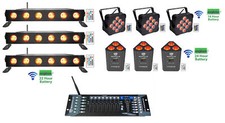 3 Rockville BEST PAR BEST STRIP ROCKWEDGE Wireless DMX Battery Lights Controller