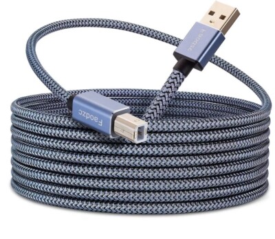 Printer Cable 25 ft Long USB Printer Cord 2.0 Type A Male to B Male Printer S...