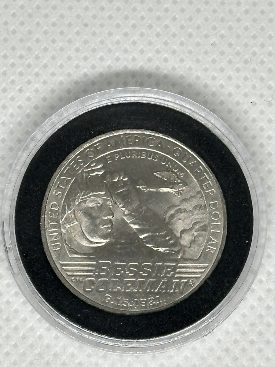 2023 P Error Quarter Bessie Coleman Plane Cud / Die Chip 'Giant