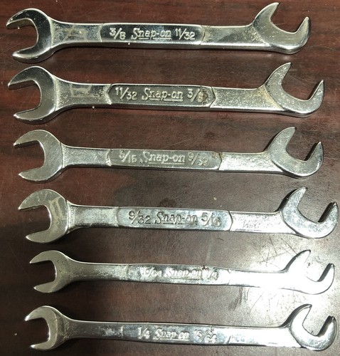 Snap On 6-piece DS-series 4-way Angle Open-End Midget Ignition Wrench Set