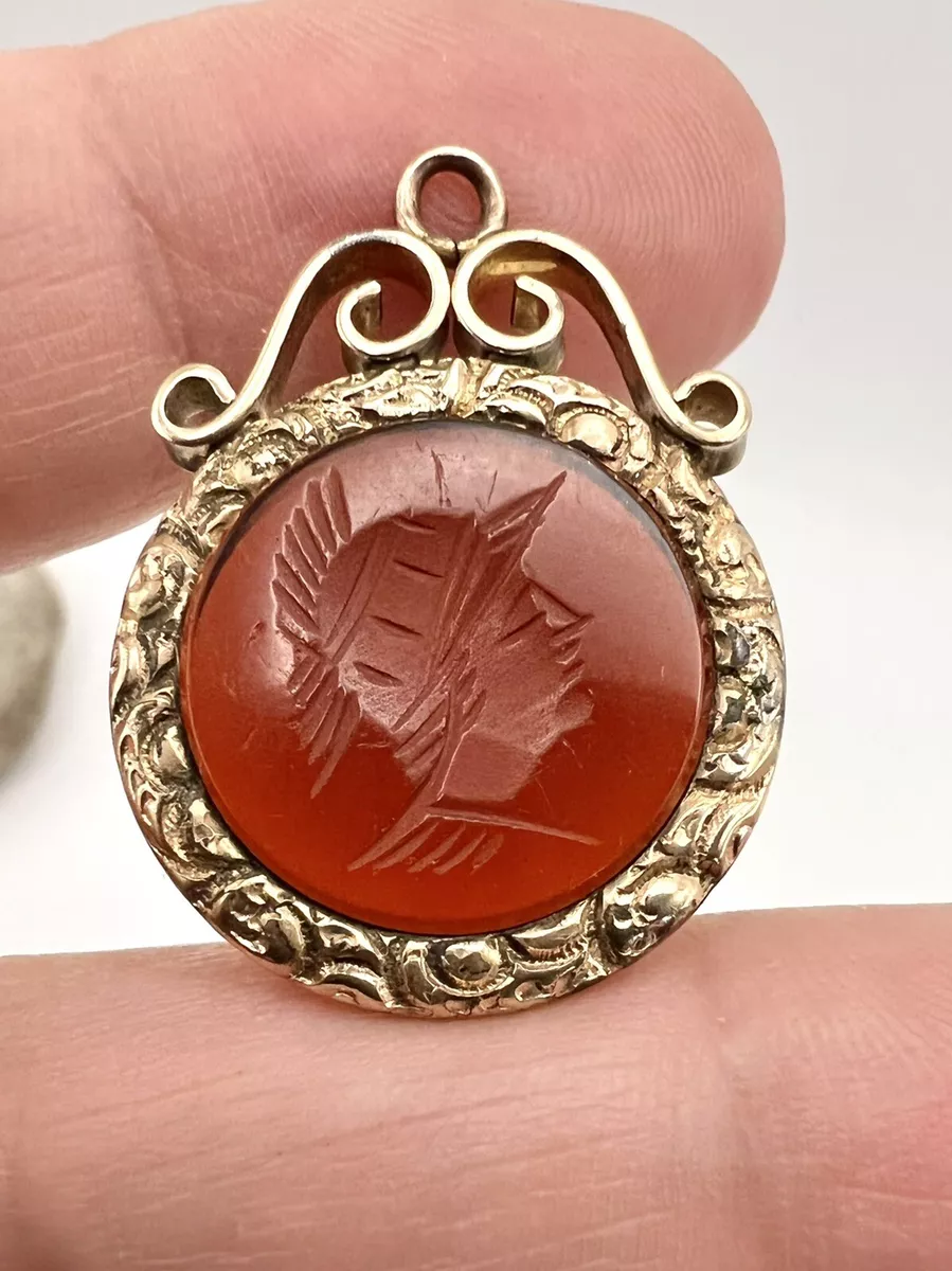 Antique VICTORIAN Rolled Gold Carved Carnelian INTAGLIO PENDANT FOB | eBay