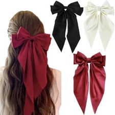 Hair Bows for Women - 3 Pcs Large Ribbon Hair Clips with Long Tail Tassels Bi...