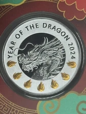 2024 YEAR OF THE DRAGON 7 ELEMENTS $1 Pure Silver Coin NIUE Mint of Poland