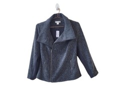 Nwt Cj Banks X 14w Gray Black Tweed Moto Style Jacket Women
