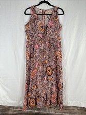 Madewell Maxi Dress Women Petite Size 4P Multicolor Floral Sleeveless Peacock