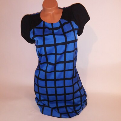 Needle & Thread Dress Medium Womens Black Blue Short Sleeve