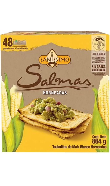 Salmas Horneadas Tostadas Sanissimo 48 pzas Maíz Blanco Horneado