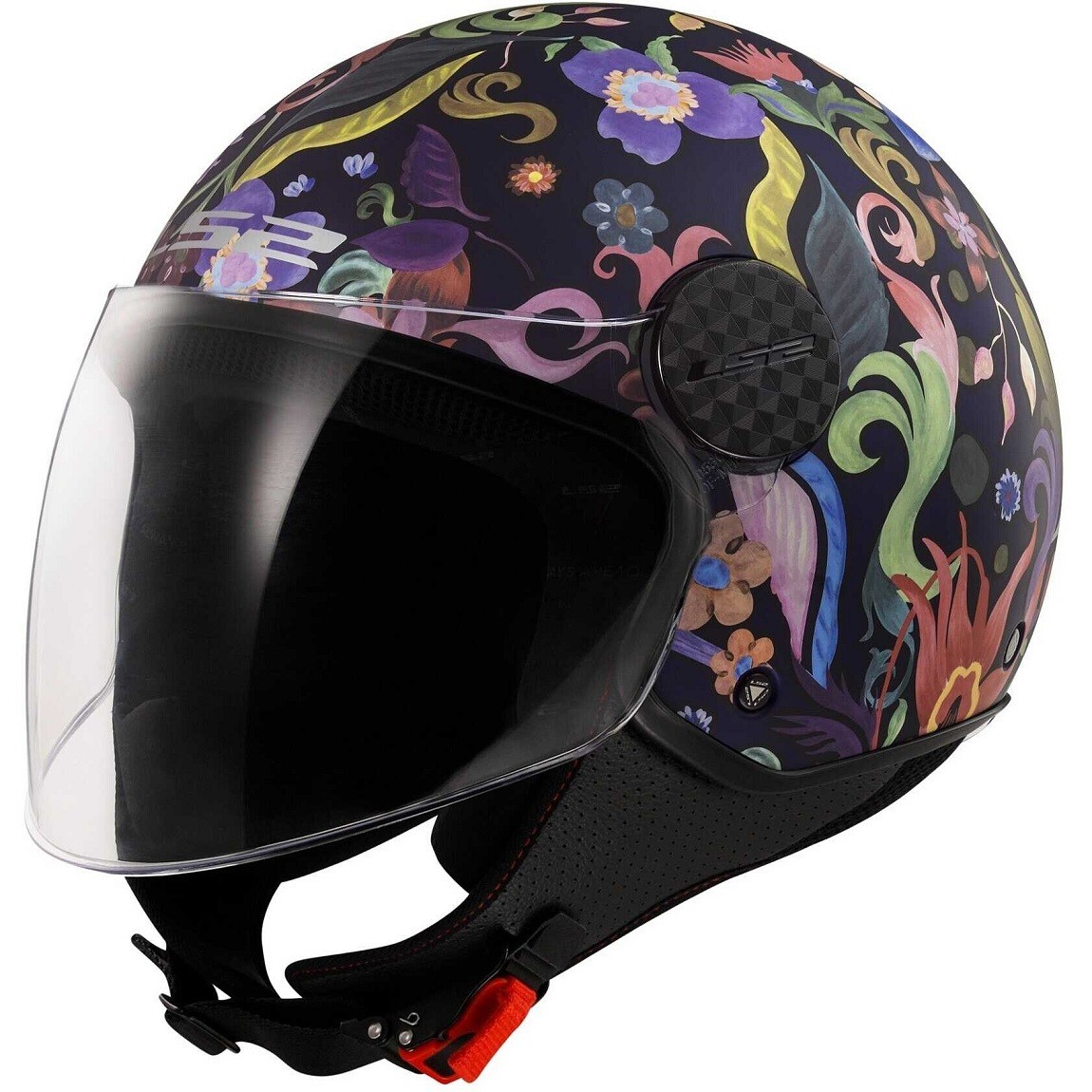 CASCO MOTO JET LS2 SPHERE LUX II BLOOM BLU PINK MATT  TG S