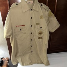 Boy Scout BSA UNIFORM SHIRT Mens Medium Short Sleeve Tan G81