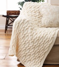 (9) Knitting Pattern - Shetland Chunky Knit Cable Afghan / Blanket 50" x 55" 