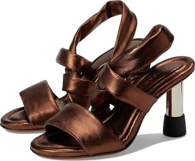 NIB Clergerie Paris  Kae Sandals Lambskin Metal Rust 9.5 MSRP $725