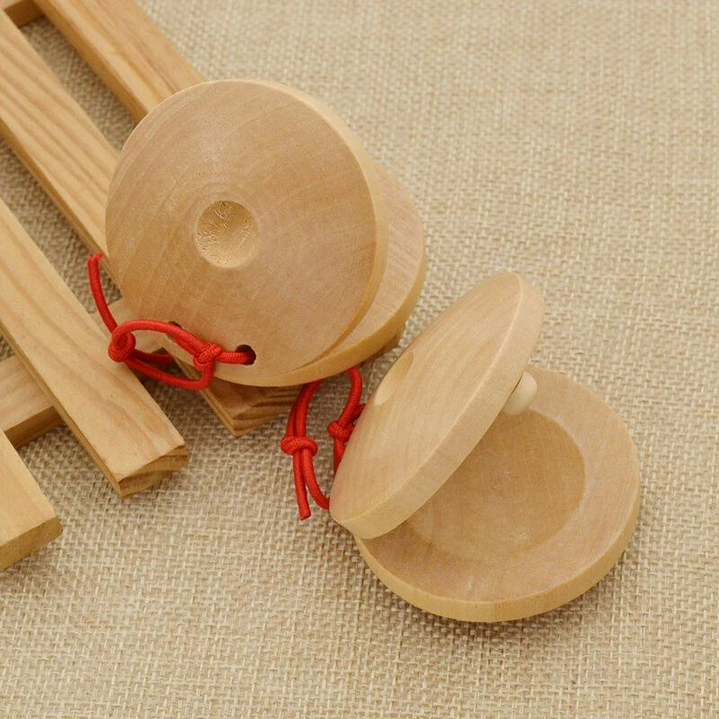 1 Pair Spanish Flamenco Castanets Wooden Percussion Musical Instrument Shakers