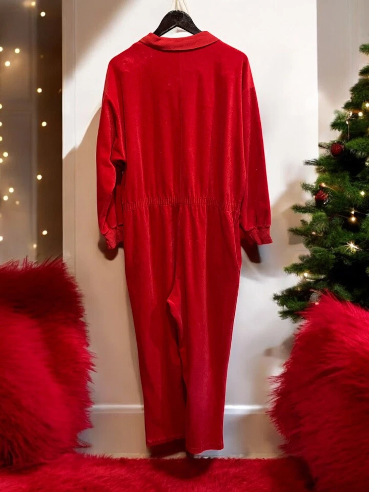 Ropa de salón boutique vintage años 80 terciopelo rojo caftán David marrón talla grande EE. UU. Foto 2 de 4