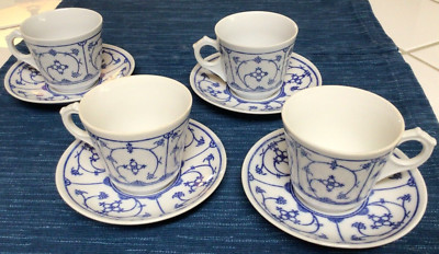x4 Vtg Wilhelm Jager Porcelain Cup Saucer GDR German Democratic Republic ~868A