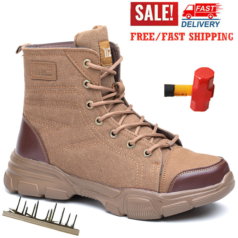 Mens Combat Boots Non Slip Safety Shoes Steel Toe Boots Construction Work Shoes-image