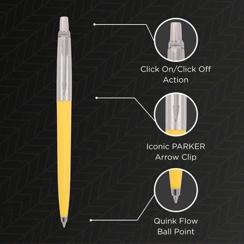 Penna a sfera Parker Jotter Originals bordo cromato| colore giallo corpo inchiostro colore blu - Foto 2 di 5